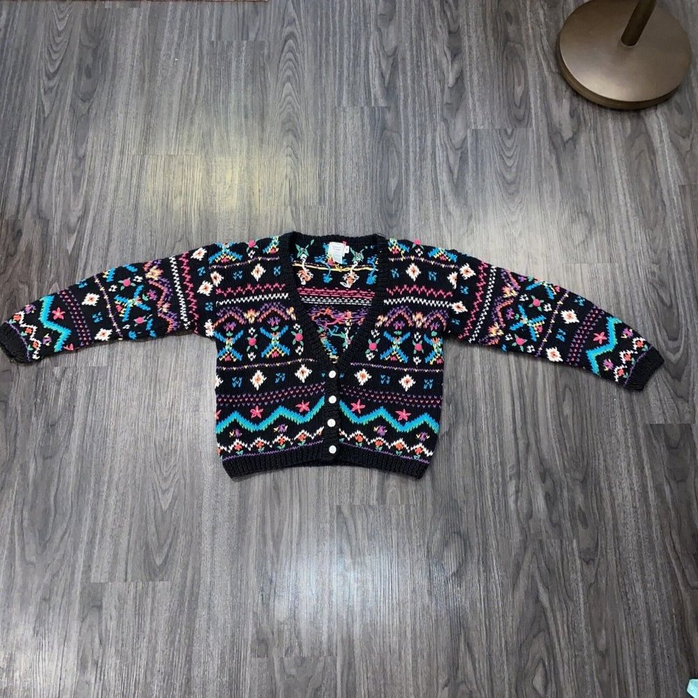 Vintage Boston Traders Multicolor Flowered Sweater Small/Medium